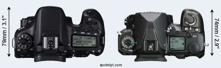 Compare 70D versus K-3 III top