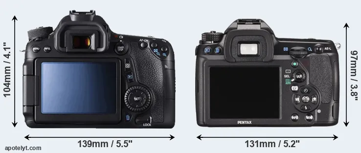 Comparison 70D or K-5 II rear