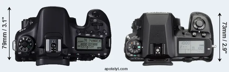 Compare 70D versus K-5 II top