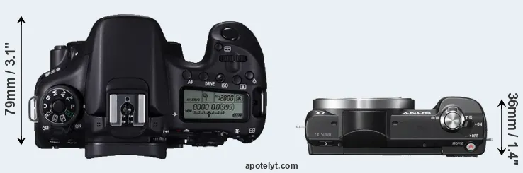 Compare 70D versus A5000 top