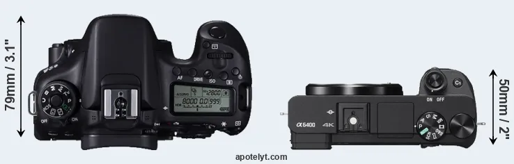 Compare 70D versus A6400 top