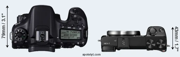 Compare 70D versus NEX-7 top