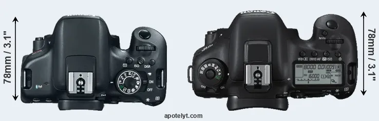 Compare 750D versus 7D Mark II top