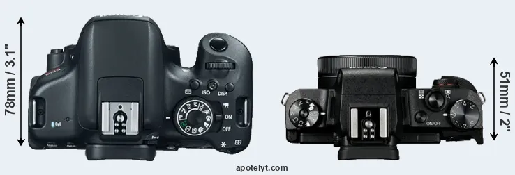 Compare 750D versus G1X Mark III top