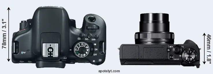 Compare 750D versus G5X Mark II top