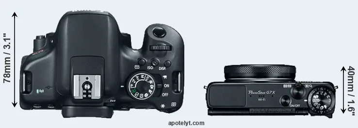 Compare 750D versus G7X top