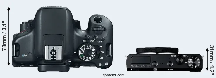 Compare 750D versus G9X top