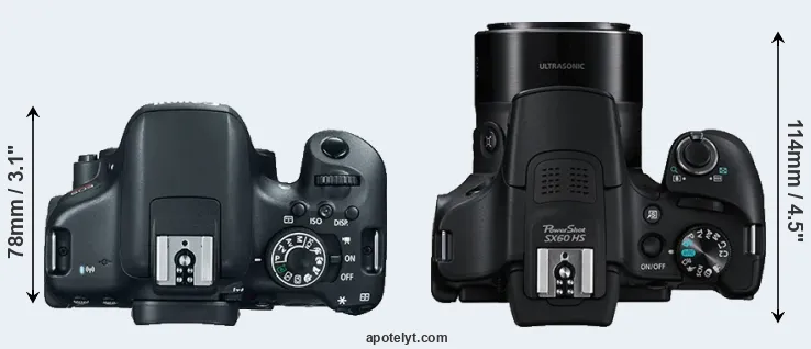 Compare 750D versus SX60 top