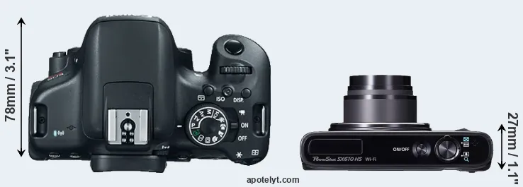 Compare 750D versus SX610 top