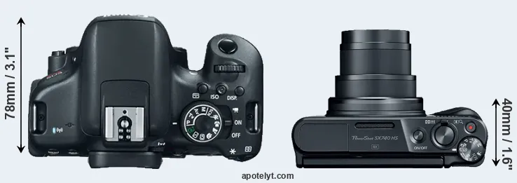 Compare 750D versus SX740 top