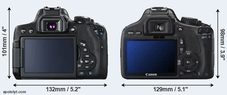Comparison 750D or T2i rear