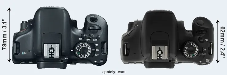 Compare 750D versus T2i top