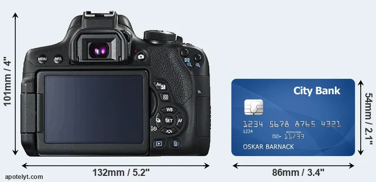 750D and credit card rear side