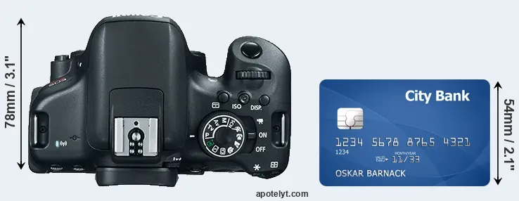 750D versus credit card top view