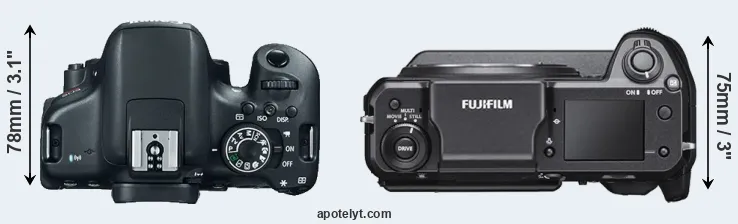 Compare 750D versus GFX 100 top