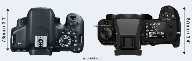 Compare 750D versus GFX 100S top