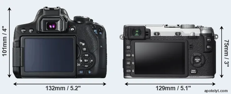 Comparison 750D or X-E2S rear