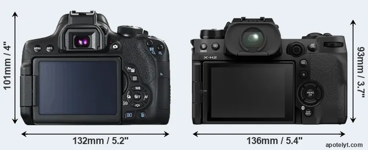 Comparison 750D or X-H2 rear
