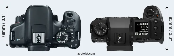 Compare 750D versus X-H2 top