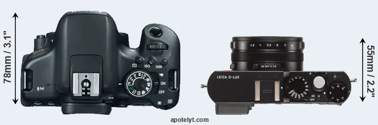 Compare 750D versus D-LUX Typ 109 top