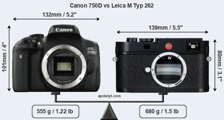 Size Canon 750D vs Leica M Typ 262