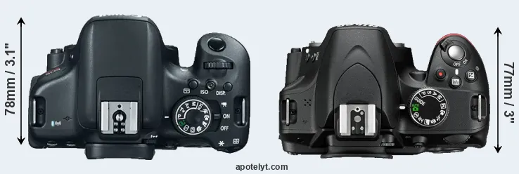 Compare 750D versus D3200 top