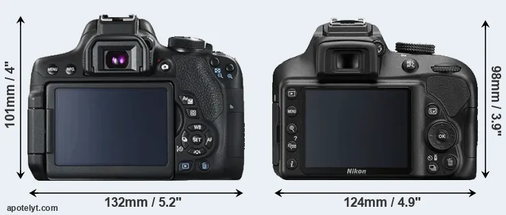 Comparison 750D or D3400 rear