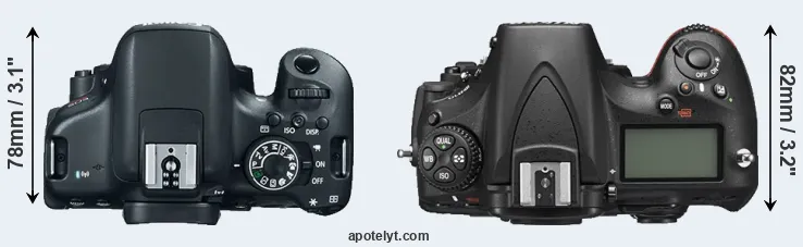 Compare 750D versus D810 top