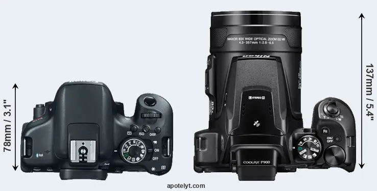 Compare 750D versus P900 top