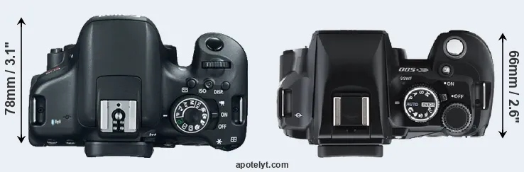 Compare 750D versus E-500 top