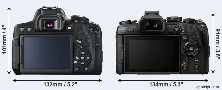 Comparison 750D or E-M1 II rear