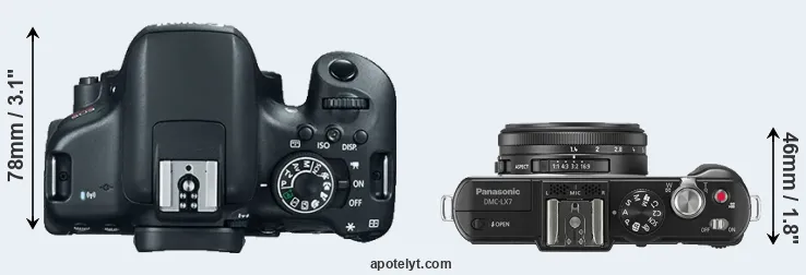 Compare 750D versus LX7 top