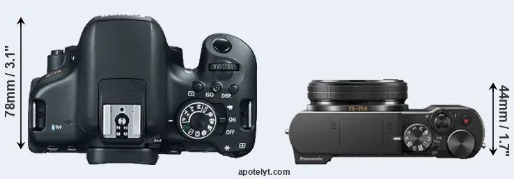 Compare 750D versus TZ100 top
