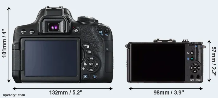 Comparison 750D or Pentax Q rear