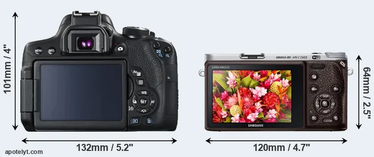 Comparison 750D or NX500 rear