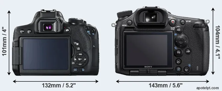 Comparison 750D or A99 II rear