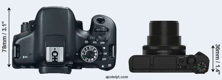 Compare 750D versus HX90V top