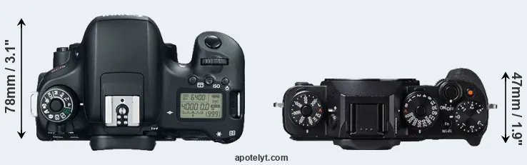 Compare 760D versus X-T1 top