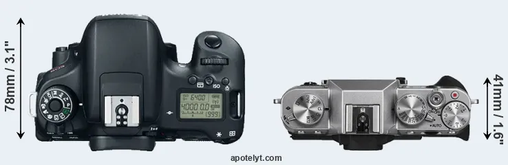 Compare 760D versus X-T10 top