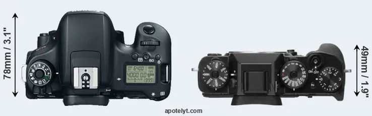 Compare 760D versus X-T2 top