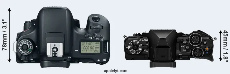 Compare 760D versus E-M5 II top