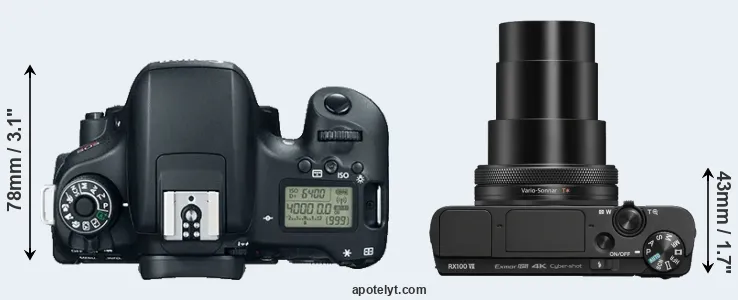 Compare 760D versus RX100 VII top