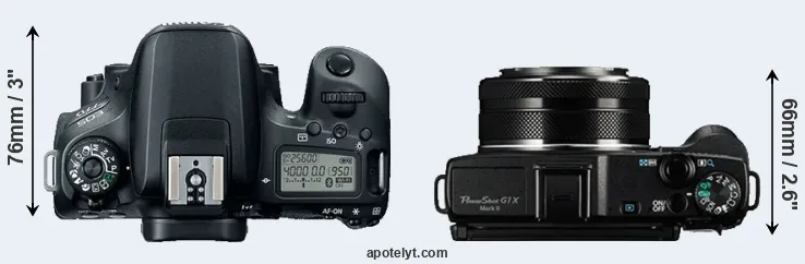 Compare 77D versus G1X Mark II top