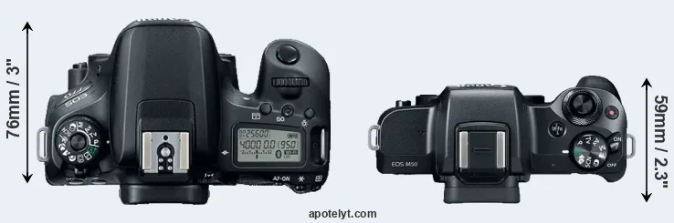 Compare 77D versus M50 top