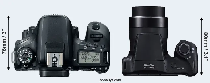 Compare 77D versus SX400 top