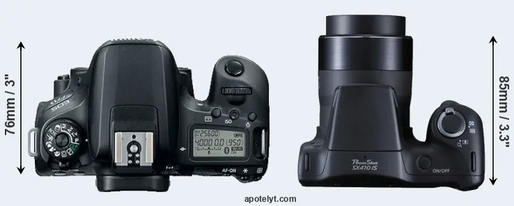 Compare 77D versus SX410 top