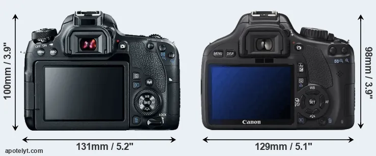 Comparison 77D or T2i rear