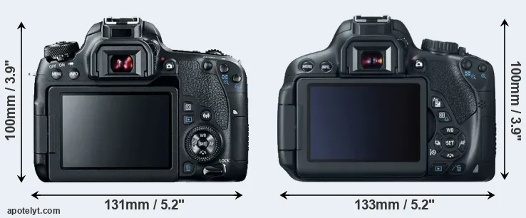 Comparison 77D or T4i rear