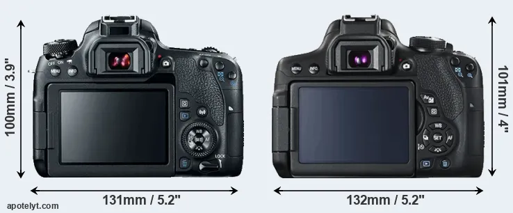Comparison 77D or T6i rear