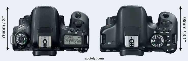Compare 77D versus T6i top